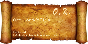 Ohr Kordélia névjegykártya